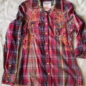Womens Roar Button Down Shirt